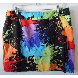 Loudmouth Skirt Womens 10 Golf Athletic Fun Print Pockets Paint Splatter Pattern